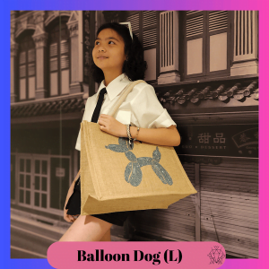 Handmade Balloon Dog Rhinestone Jute Shopping Bag