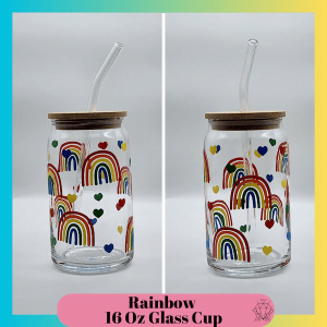 16 Oz Rainbow Glass Can Cup