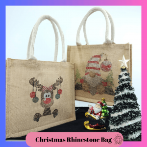 Christmas Reindeer and Gnome Rhinestone Bag