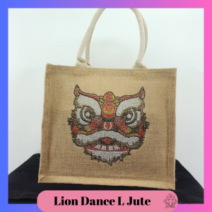 Bling 'em Up Lion Dance Large Rhinestone Jute Bag