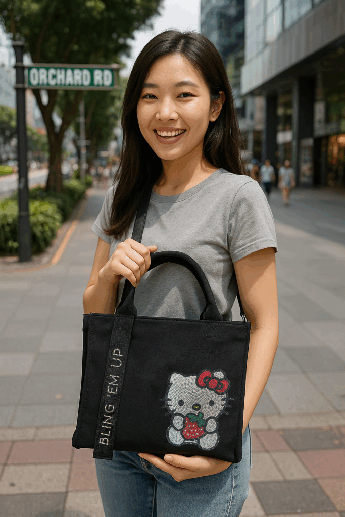 Rhinestone Hello Kitty Tote Bag 14x11 Or Smaller Size 8x10 With
